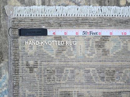 Grey 2'5" x 20'1" Oushak And Peshawar Hand knotted Wool Rug - Sku: O089499
