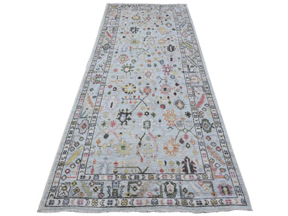 Blue 4'1" x 9'11" Oushak And Peshawar Hand knotted Wool Rug - Sku: O089506