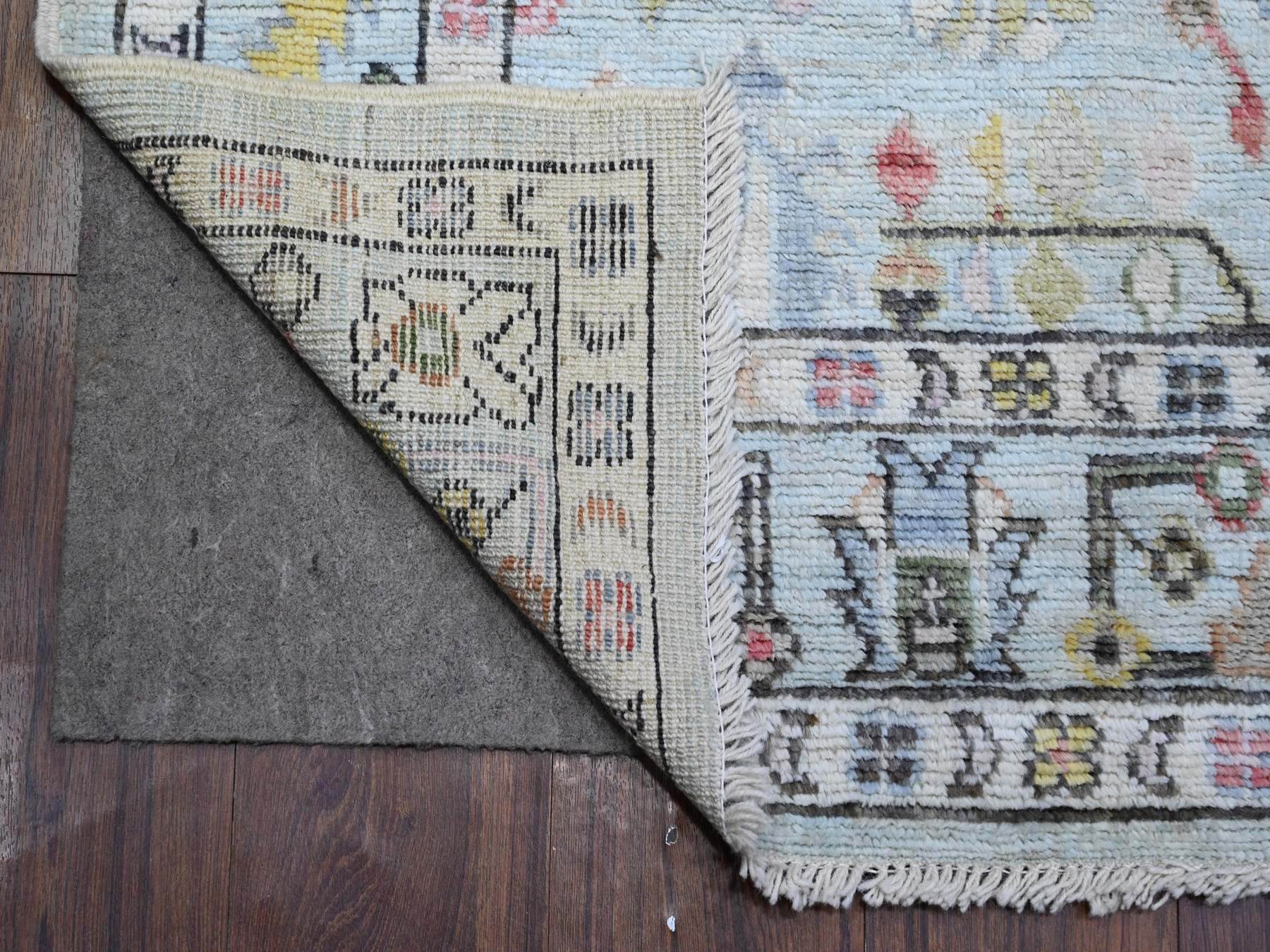 Oushak hand-knotted wool runner in Blue, 4'1" x 9'11", SKU O089506