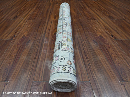 Blue 4'1" x 9'11" Oushak And Peshawar Hand knotted Wool Rug - Sku: O089506
