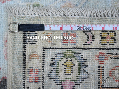 Blue 4'1" x 9'11" Oushak And Peshawar Hand knotted Wool Rug - Sku: O089506