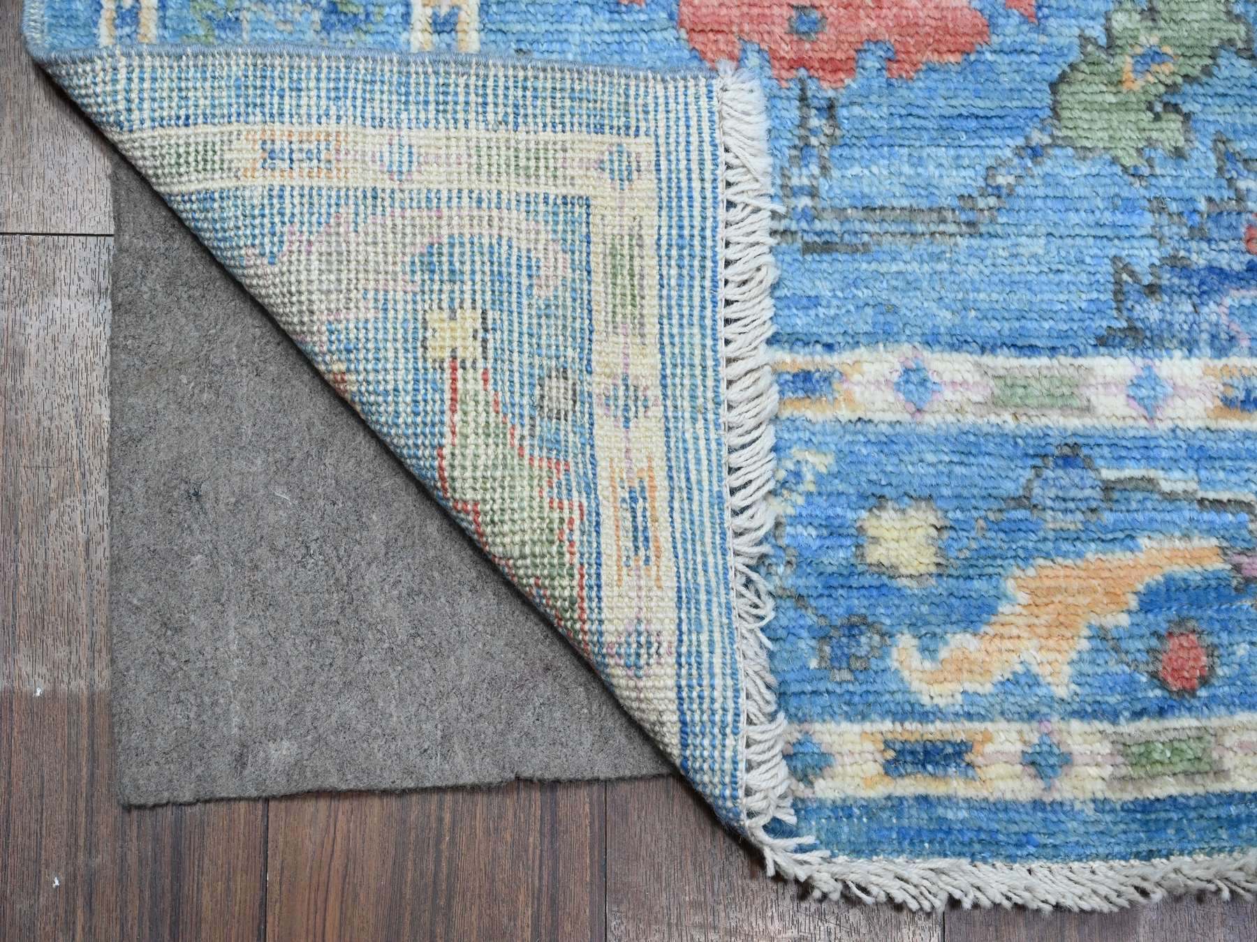 Oushak hand-knotted wool runner in Blue, 4'2" x 11'11", SKU O089507