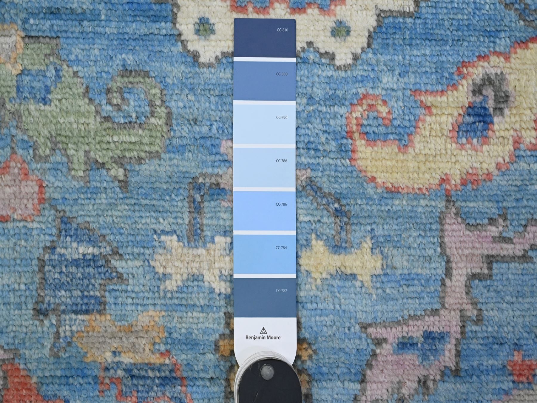 Oushak hand-knotted wool runner in Blue, 4'2" x 11'11", SKU O089507
