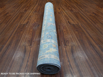 Oushak hand-knotted wool runner in Blue, 4'2" x 11'11", SKU O089507