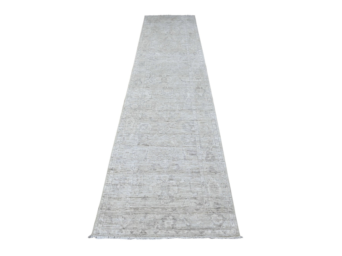 Oushak hand-knotted wool runner in Gray, 2'9" x 11'9", SKU O089535