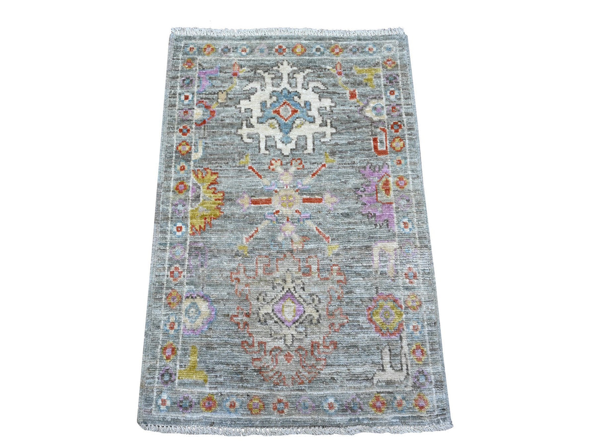 Oushak hand-knotted wool rug in Gray, 2'1" x 3'3", SKU O089538