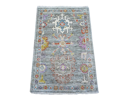 Oushak hand-knotted wool rug in Gray, 2'1" x 3'3", SKU O089538