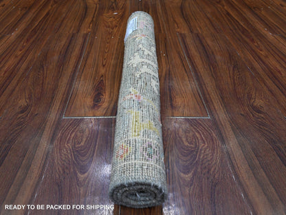 Grey 2'1" x 3'3" Oushak And Peshawar Hand knotted Wool Rug - Sku: O089538