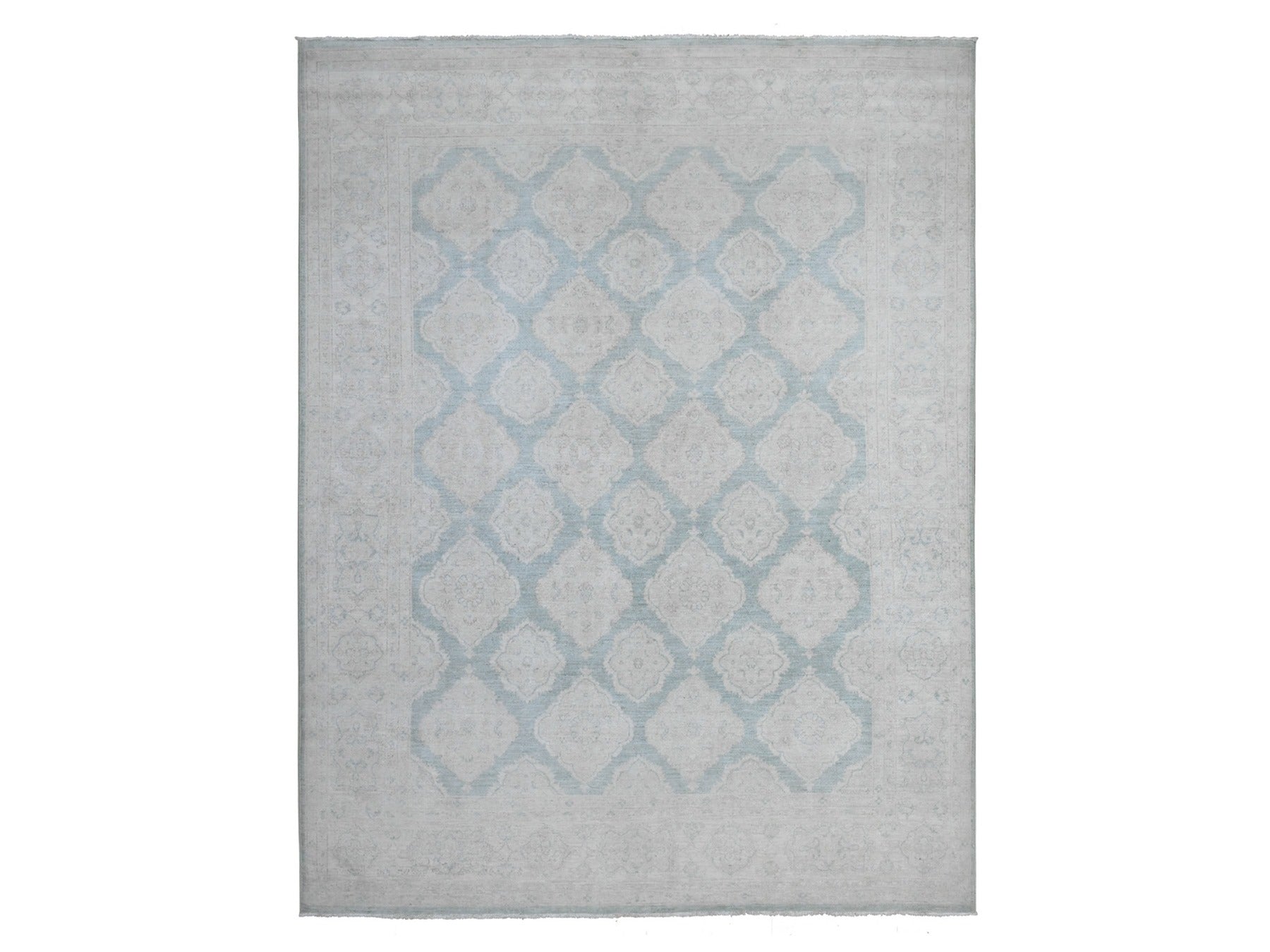 Peshawar hand-knotted wool rug in Blue, 8'0" x 10'4", SKU O089541