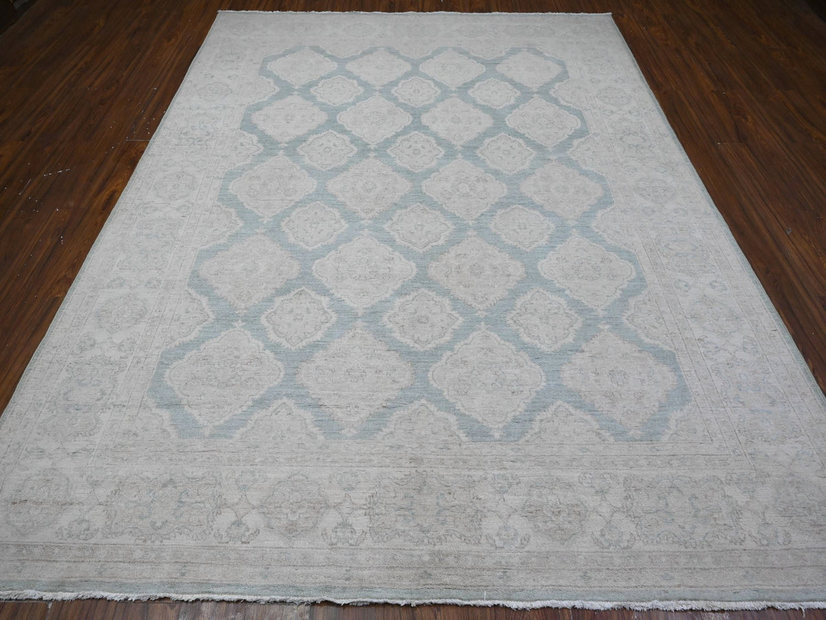 Peshawar hand-knotted wool rug in Blue, 8'0" x 10'4", SKU O089541