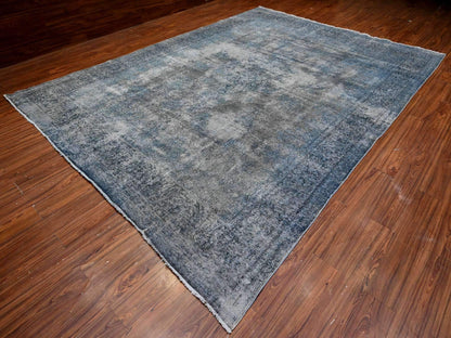 Grey 9'8" x 13'3" Vintage Hand knotted Wool Rug - Sku: O089543