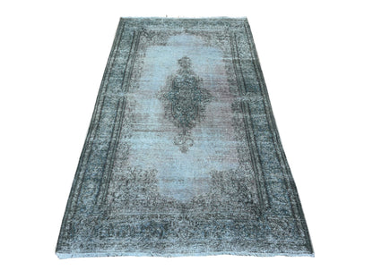 Grey 3'11" x 7'1" Vintage Hand knotted Wool Rug - Sku: O089546