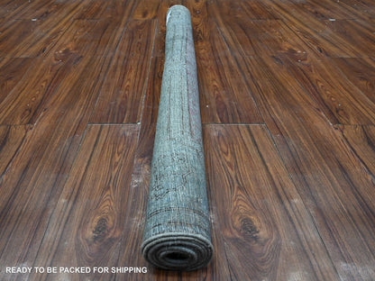Grey 3'11" x 7'1" Vintage Hand knotted Wool Rug - Sku: O089546