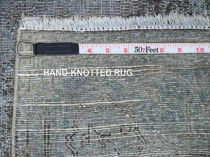 Grey 3'11" x 7'1" Vintage Hand knotted Wool Rug - Sku: O089546