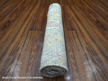 Grey 1'11" x 3'1" Oushak And Peshawar Hand knotted Wool Rug - Sku: O089558