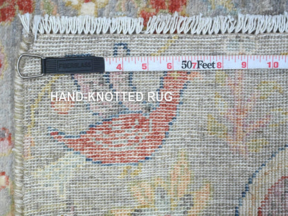 Grey 1'11" x 3'1" Oushak And Peshawar Hand knotted Wool Rug - Sku: O089558