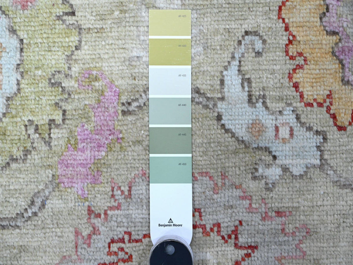 Oushak hand-knotted wool runner in Green, 4'0" x 15'9", SKU O089567