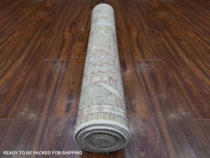 Oushak hand-knotted wool runner in Green, 4'0" x 15'9", SKU O089567