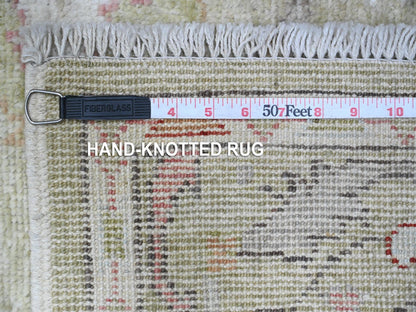 Oushak hand-knotted wool runner in Green, 4'0" x 15'9", SKU O089567