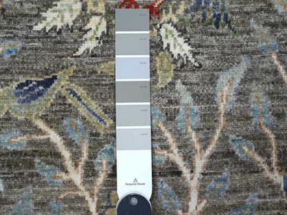 Grey 2'6" x 9'9" Oushak And Peshawar Hand knotted Wool Rug - Sku: O089581
