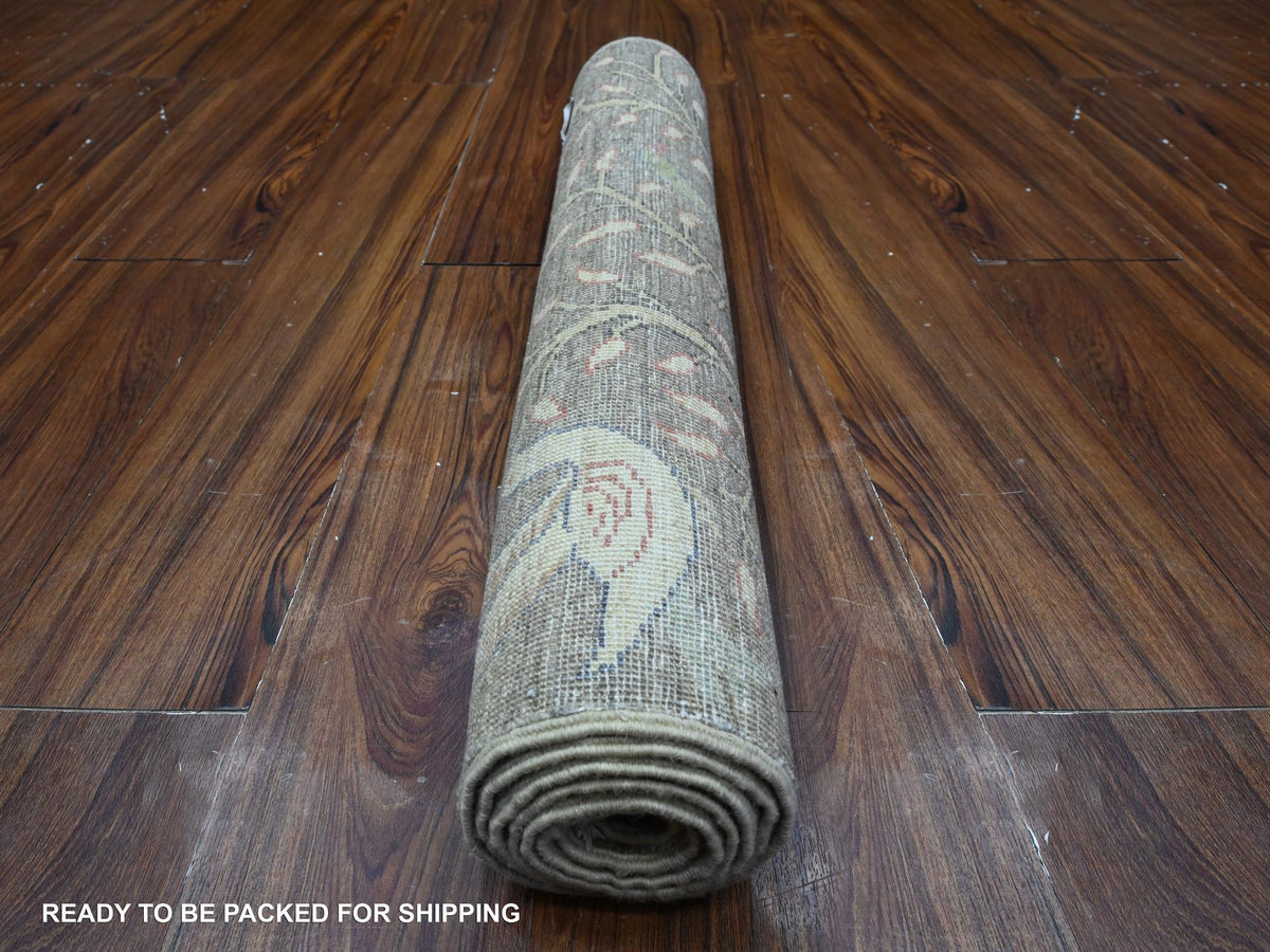 Peshawar hand-knotted wool runner in Gray, 2'6" x 6'2", SKU O089583