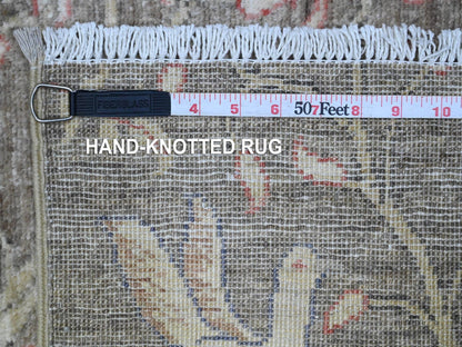 Grey 2'6" x 6'2" Oushak And Peshawar Hand knotted Wool Rug - Sku: O089583