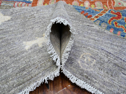 Grey 8'0" x 9'11" Modern / Contemporary Hand knotted Wool Rug - Sku: O089584