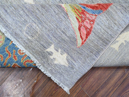Grey 8'0" x 9'11" Modern / Contemporary Hand knotted Wool Rug - Sku: O089584
