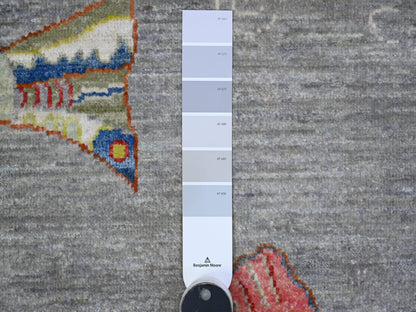 Grey 8'0" x 9'11" Modern / Contemporary Hand knotted Wool Rug - Sku: O089584