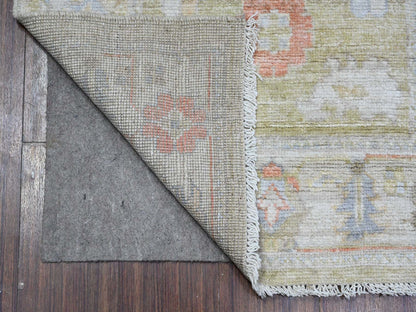 Green 2'8" x 11'6" Oushak / Peshawar Hand knotted Wool Rug - Sku: O089600