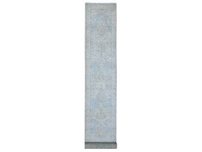 Grey 2'6" x 18'10" Oushak And Peshawar Hand knotted Wool Rug - Sku: O089602