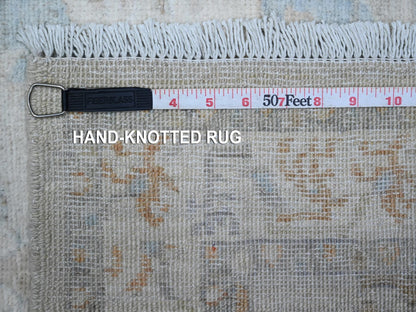 Grey 2'6" x 18'10" Oushak And Peshawar Hand knotted Wool Rug - Sku: O089602