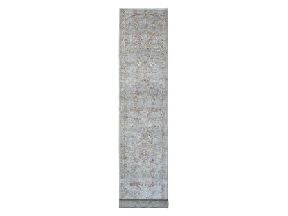 Bidjar Oushak / Peshawar hand-knotted wool runner in Gray, 3'0" x 19'9", SKU O089603