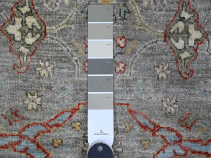 Grey 3'0" x 19'9" Oushak And Peshawar Hand knotted Wool Rug - Sku: O089603