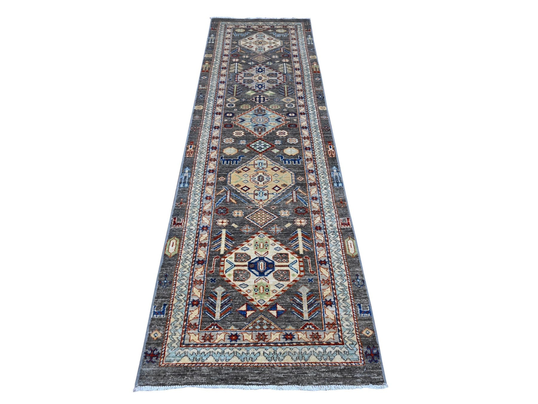 Gray 2'7" x 9'6" Oushak / Peshawar Hand knotted Wool Rug - Sku: O089604