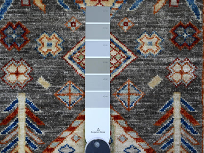 Grey 2'7" x 9'6" Oushak And Peshawar Hand knotted Wool Rug - Sku: O089604