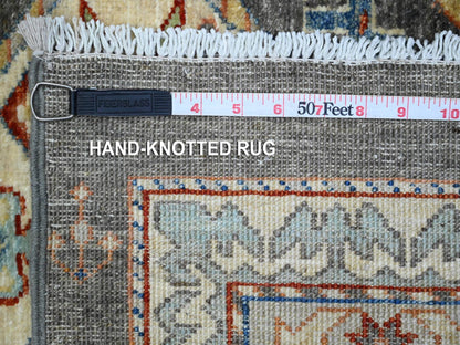 Grey 2'7" x 9'6" Oushak And Peshawar Hand knotted Wool Rug - Sku: O089604