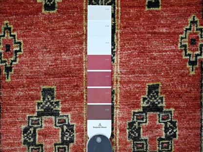 Red 2'7" x 11'2" Oushak / Peshawar Hand knotted Wool Rug - Sku: O089615