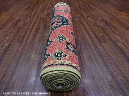 Red 2'7" x 11'2" Oushak / Peshawar Hand knotted Wool Rug - Sku: O089615