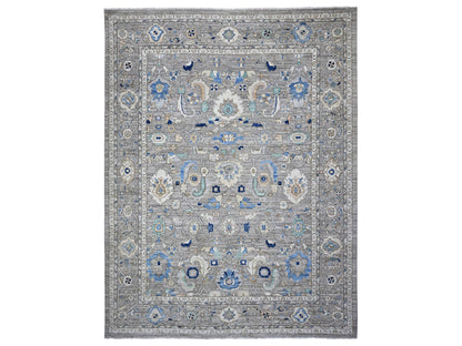 Grey 11'9" x 15'2" Traditional Hand knotted Wool Rug - Sku: O089619