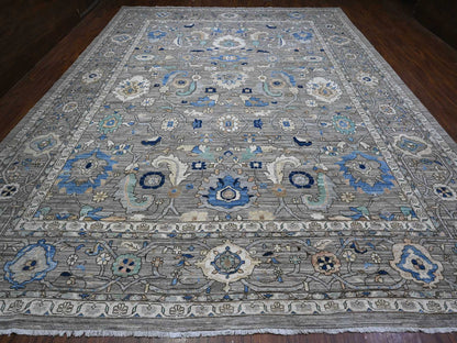 Grey 11'9" x 15'2" Traditional Hand knotted Wool Rug - Sku: O089619