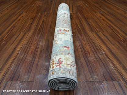 Grey 3'0" x 4'8" Oushak And Peshawar Hand knotted Wool Rug - Sku: O089623