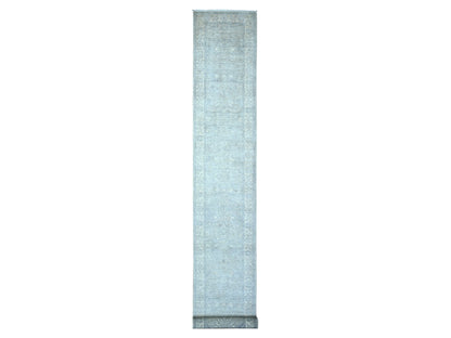 Grey 2'5" x 17'10" Oushak And Peshawar Hand knotted Wool Rug - Sku: O089625