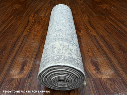 Grey 2'5" x 17'10" Oushak And Peshawar Hand knotted Wool Rug - Sku: O089625