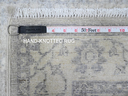 Grey 2'5" x 17'10" Oushak And Peshawar Hand knotted Wool Rug - Sku: O089625