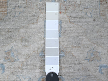 Grey 2'7" x 9'6" Oushak And Peshawar Hand knotted Wool Rug - Sku: O089627