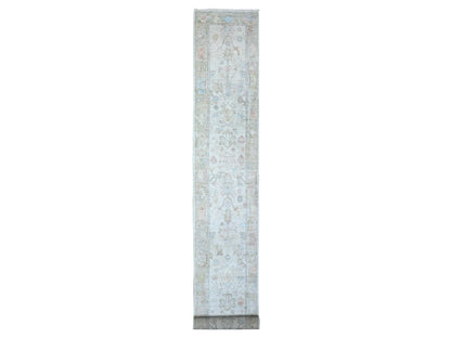 Grey 2'6" x 19'1" Oushak And Peshawar Hand knotted Wool Rug - Sku: O089629
