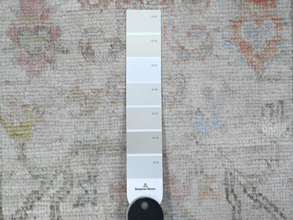 Grey 2'6" x 19'1" Oushak And Peshawar Hand knotted Wool Rug - Sku: O089629
