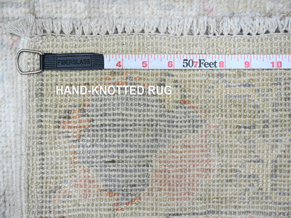Grey 2'6" x 19'1" Oushak And Peshawar Hand knotted Wool Rug - Sku: O089629