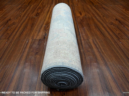 Oushak hand-knotted wool runner in Blue, 2'7" x 15'3", SKU O089630